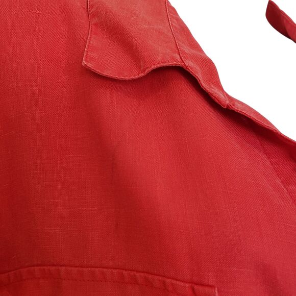 Tommy Bahama Linen Shirt Womens XL Red Long Sleeve Button Up Roll Tab Pcokets - Picture 9 of 13